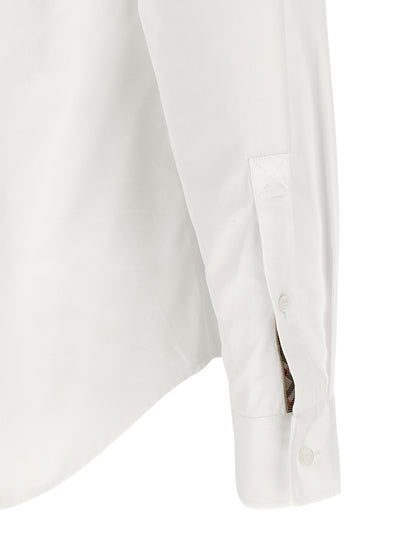 Shirt by Burberry for men in cotton white showcases a sleek silhouette, elegantly detailed with a sleek and for a sleek finish.