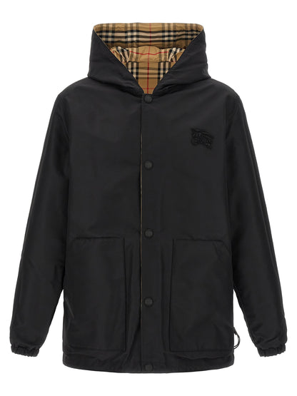 Hooded Windbreaker Jacket by Burberry for men in nylon & silicone multicolor features an stylish silhouette, showcasing a sophisticated hooded neckline and performance-driven pockets, hooded & windproof for a premium, stylish look.