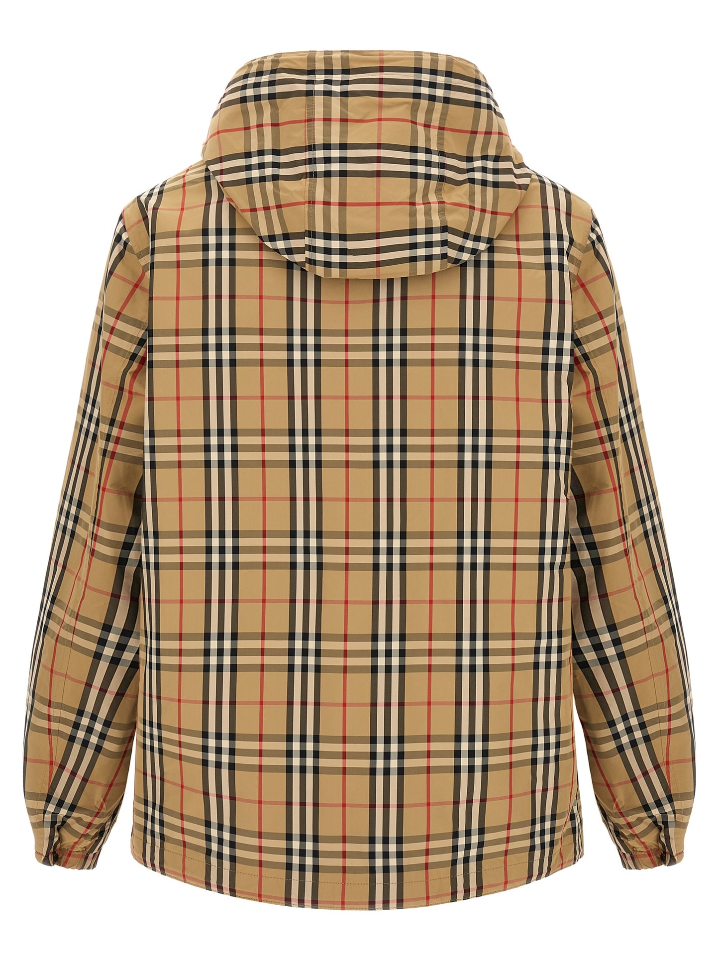 Hooded Windbreaker Jacket by Burberry for men in nylon & silicone multicolor features an magnificent silhouette, showcasing the sophisticated hooded neckline and functional pockets, hooded & windproof for a premium, magnificent look.