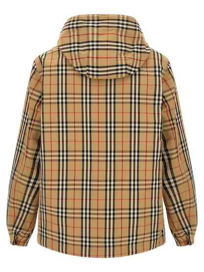 Hooded Windbreaker Jacket by Burberry for men in nylon & silicone multicolor features an magnificent silhouette, showcasing the sophisticated hooded neckline and functional pockets, hooded & windproof for a premium, magnificent look.