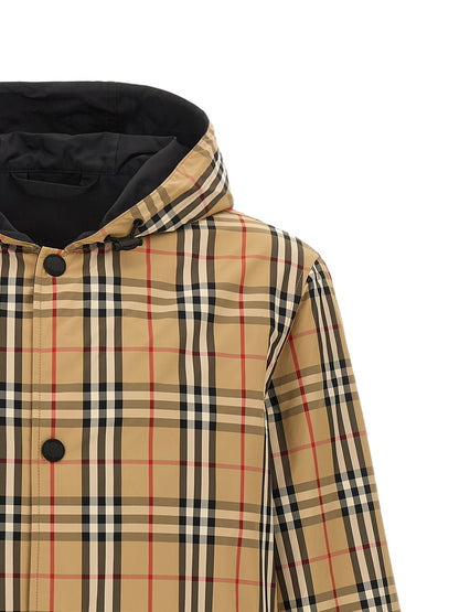 Hooded Windbreaker Jacket by Burberry for men in nylon & silicone multicolor features an enduring silhouette, showcasing technical pockets, hooded & windproof and a sophisticated hooded neckline for a truly enduring aesthetic.
