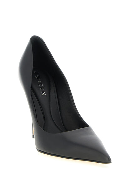 High-Heel Stiletto Pumps Heels by Alexander McQueen for women in calfskin leather black features a effortless chic silhouette, showcasing the Women's Calfskin Leather High-Heel Stiletto Pumps Heels design with a effortless chic stiletto high-heel and pointed toe style for a effortless chic finish.