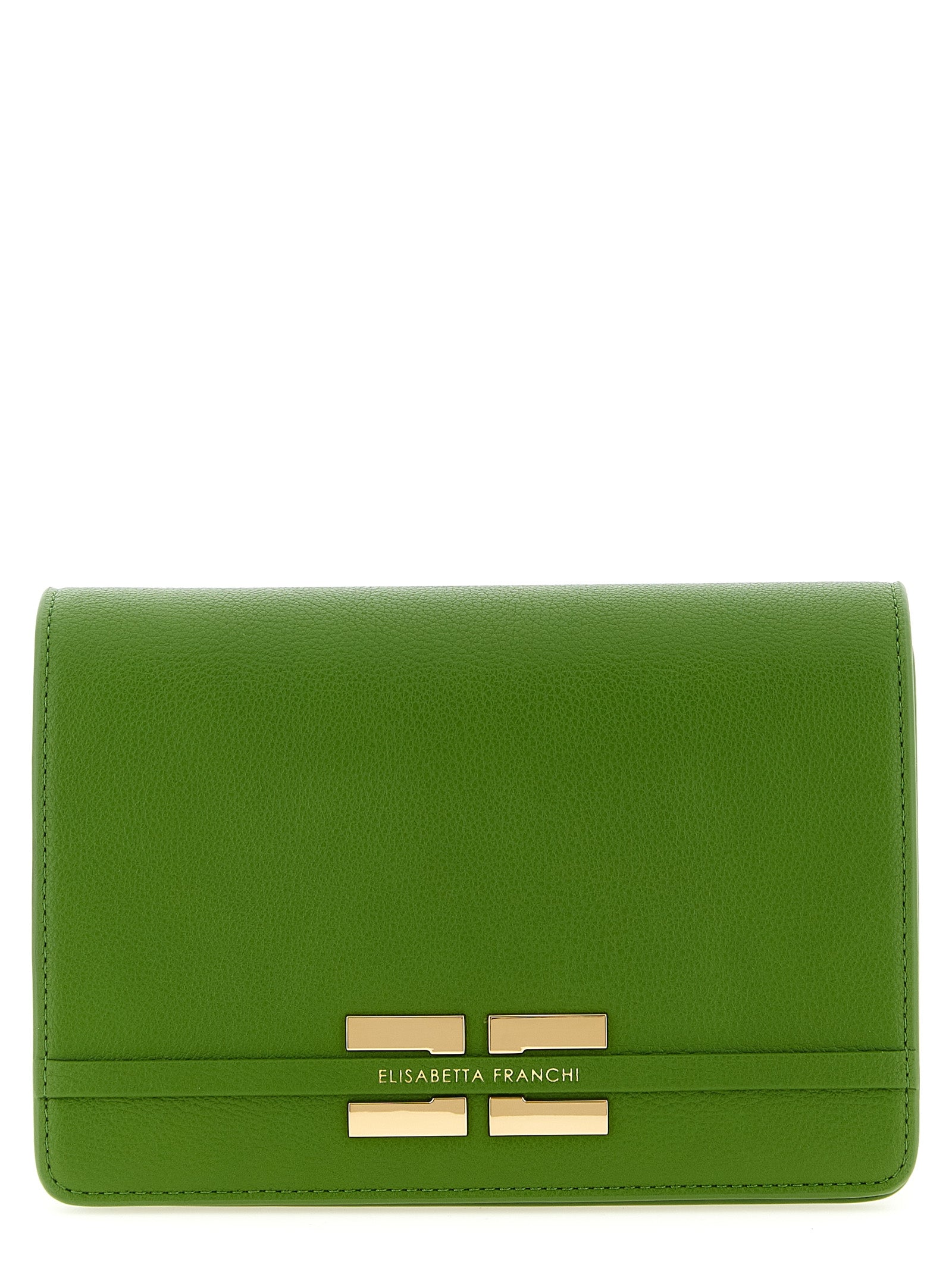 Crossbody Flap Handbag by Elisabetta Franchi for women in virgin wool polyester polyurethane pebbled leather bicolour & green features an versatile silhouette, showcasing a secure flap & magnetic and versatile with versatile crossbody-strap & shoulder-strap for a versatile finish.