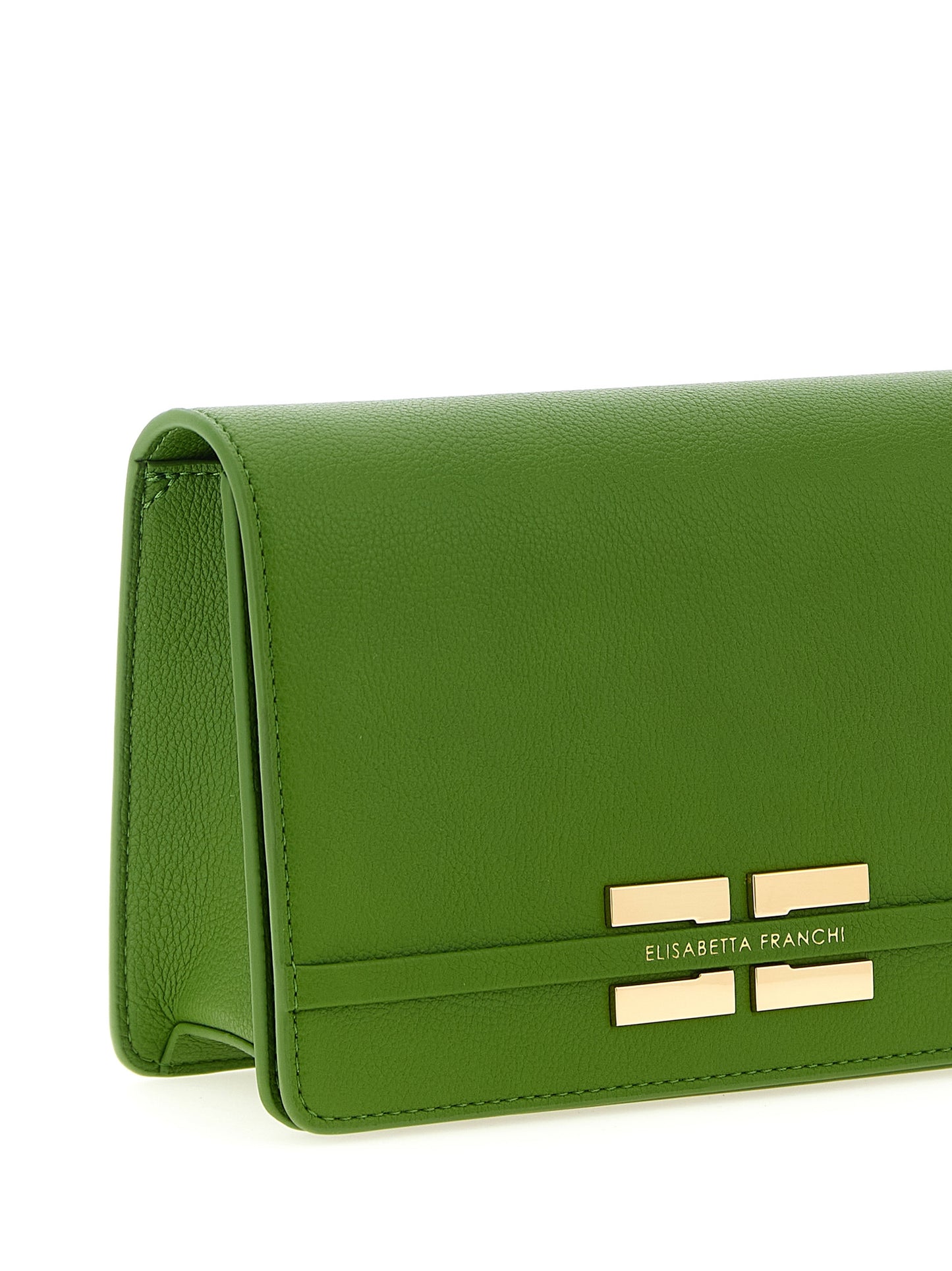 Crossbody Flap Handbag by Elisabetta Franchi for women in virgin wool polyester polyurethane pebbled leather bicolour & green showcases a versatile sophistication silhouette, featuring a secure flap & magnetic, versatile sophistication , and versatile crossbody-strap & shoulder-strap for a versatile sophistication finish.