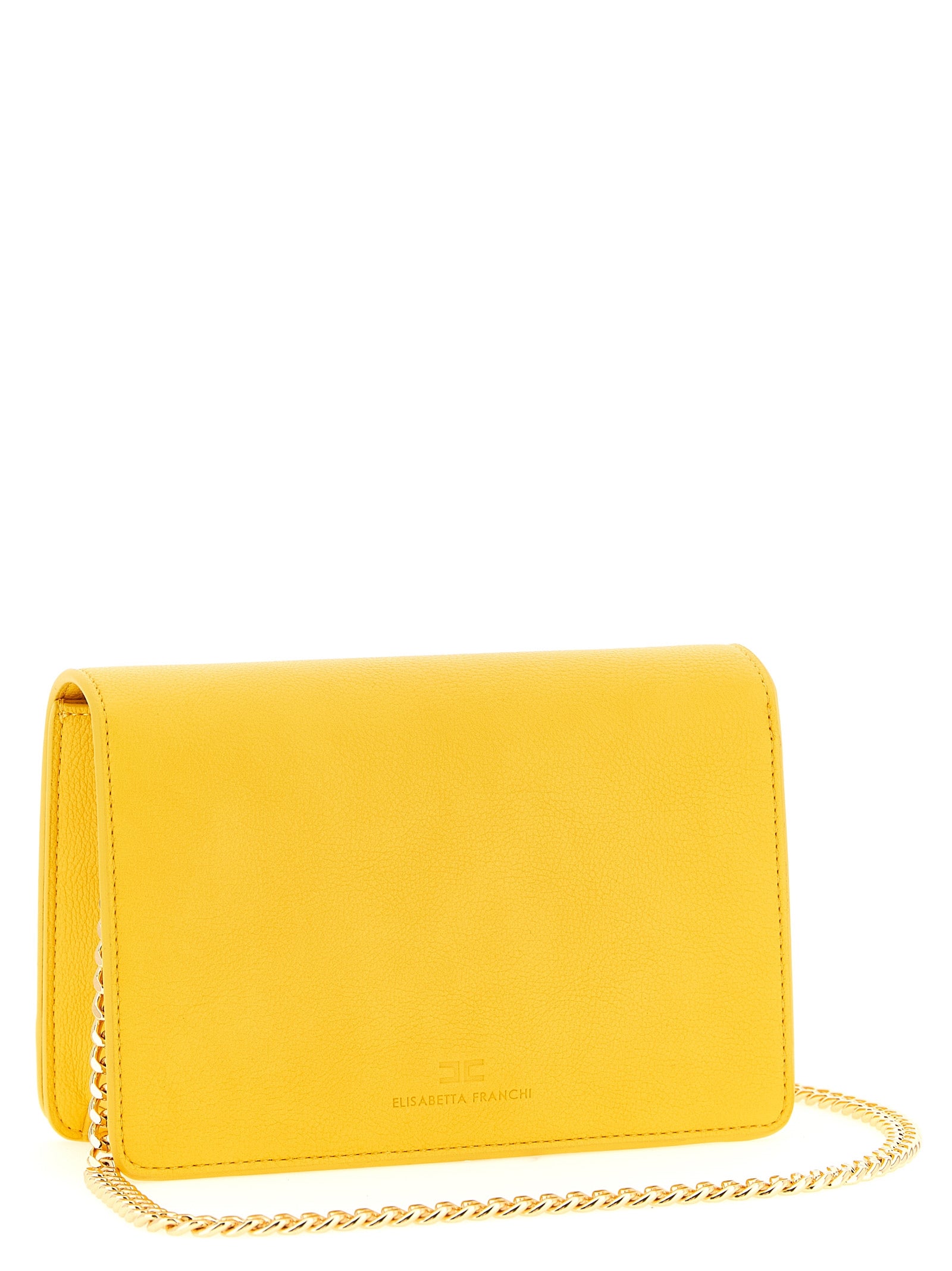 Crossbody Flap Handbag by Elisabetta Franchi for women in polyurethane polyester leather & virgin wool bicolour & yellow showcases a versatile sophistication silhouette, featuring a secure flap & magnetic, versatile sophistication , and versatile crossbody-strap & shoulder-strap for a versatile sophistication finish.