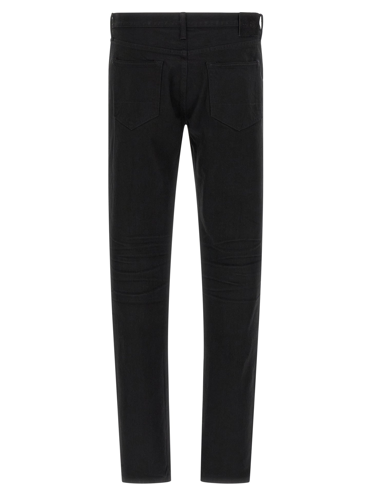 Jeans by Tom Ford for men in suede leather polyurethane & denim cotton black features a refined silhouette with a refined straight-leg, defined by a and a refined long for a refined finish.