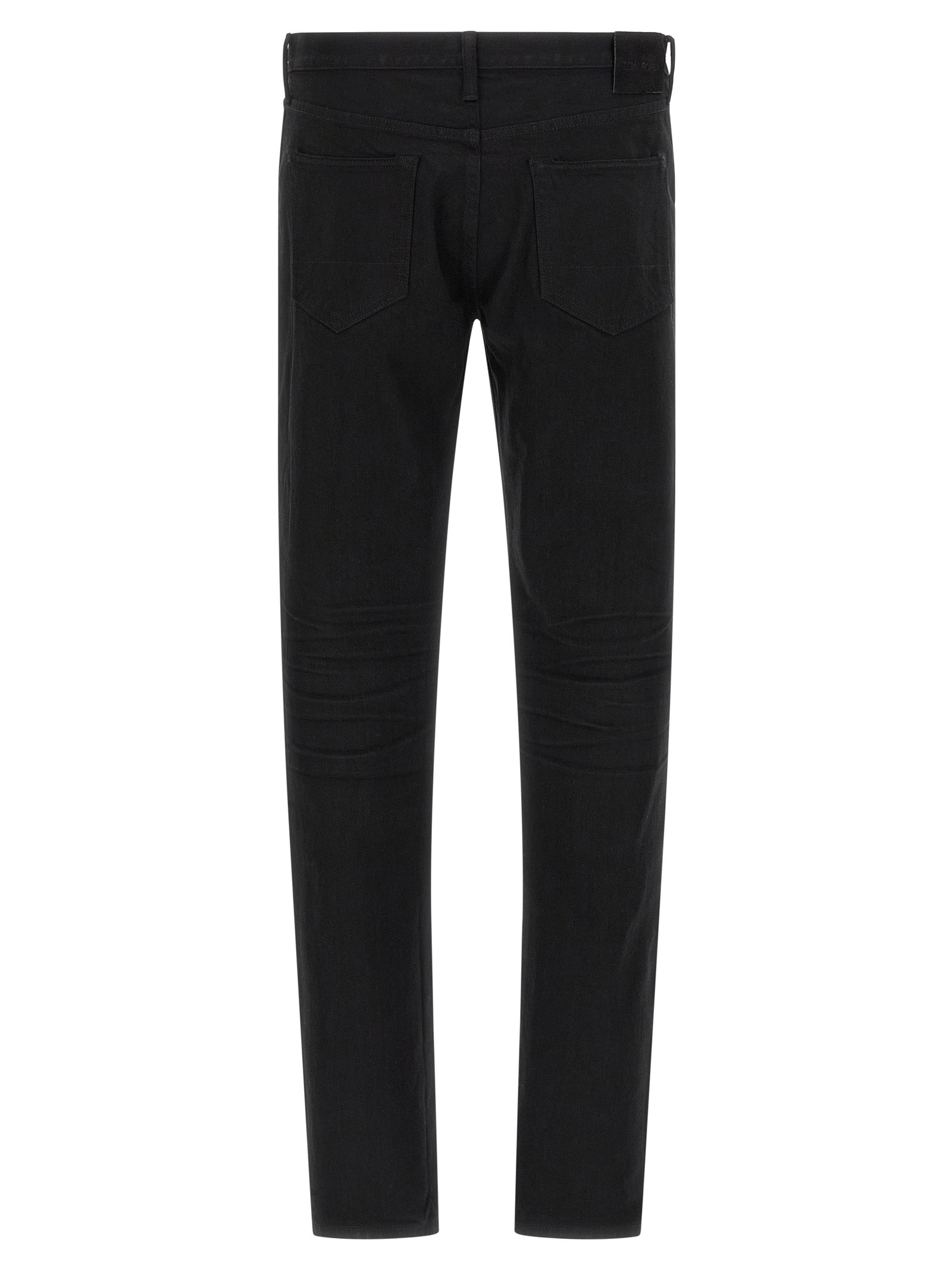 Jeans by Tom Ford for men in suede leather polyurethane & denim cotton black features a refined silhouette with a refined straight-leg, defined by a and a refined long for a refined finish.