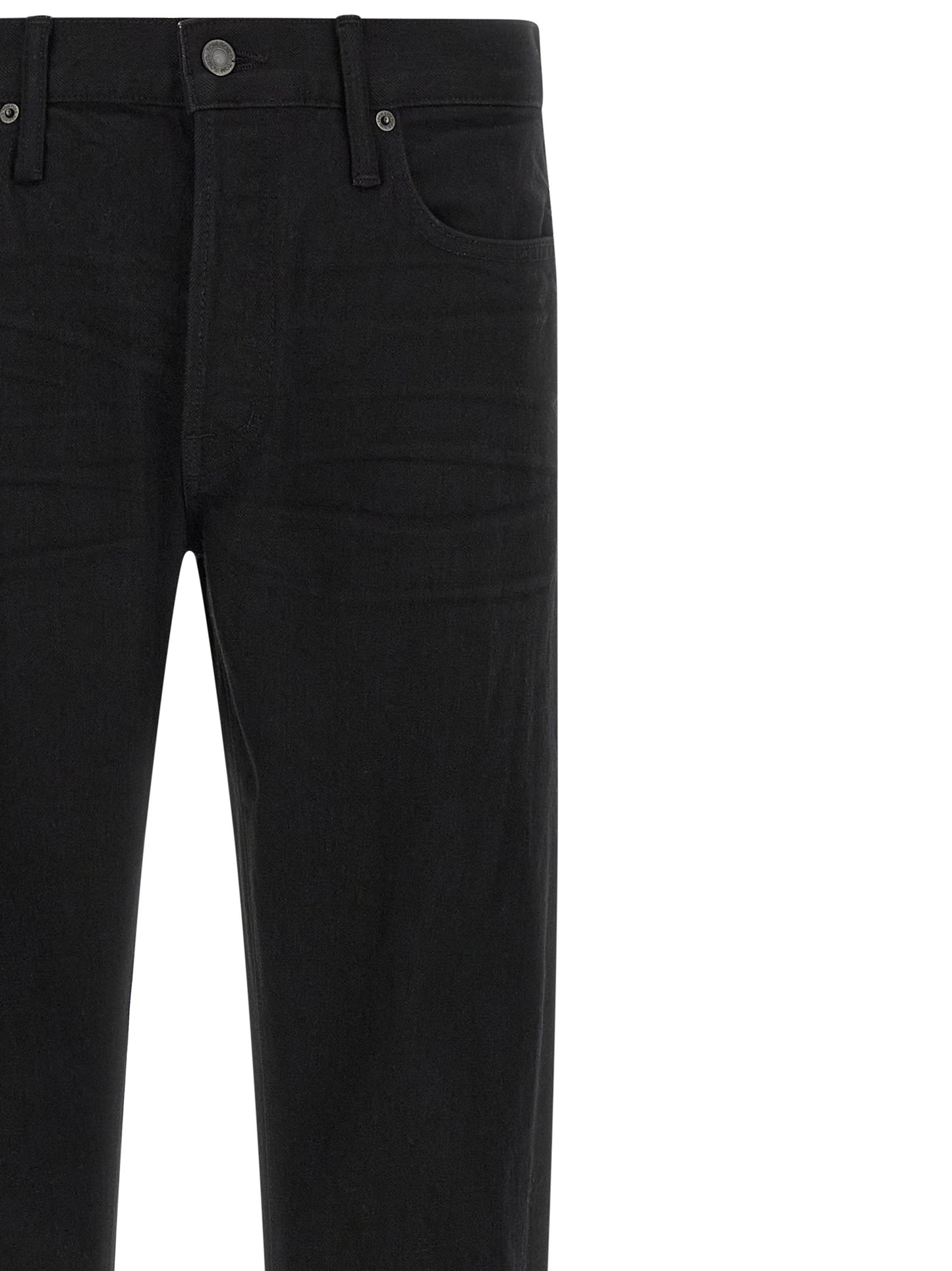Jeans by Tom Ford for men in suede leather polyurethane & denim cotton black features an refined tailoring silhouette, showcasing a premium straight-leg with a and long cut for a refined tailoring look.