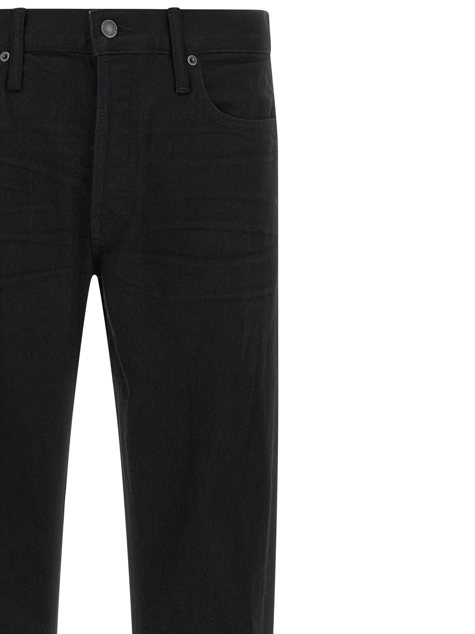 Jeans by Tom Ford for men in suede leather polyurethane & denim cotton black features an refined tailoring silhouette, showcasing a premium straight-leg with a and long cut for a refined tailoring look.
