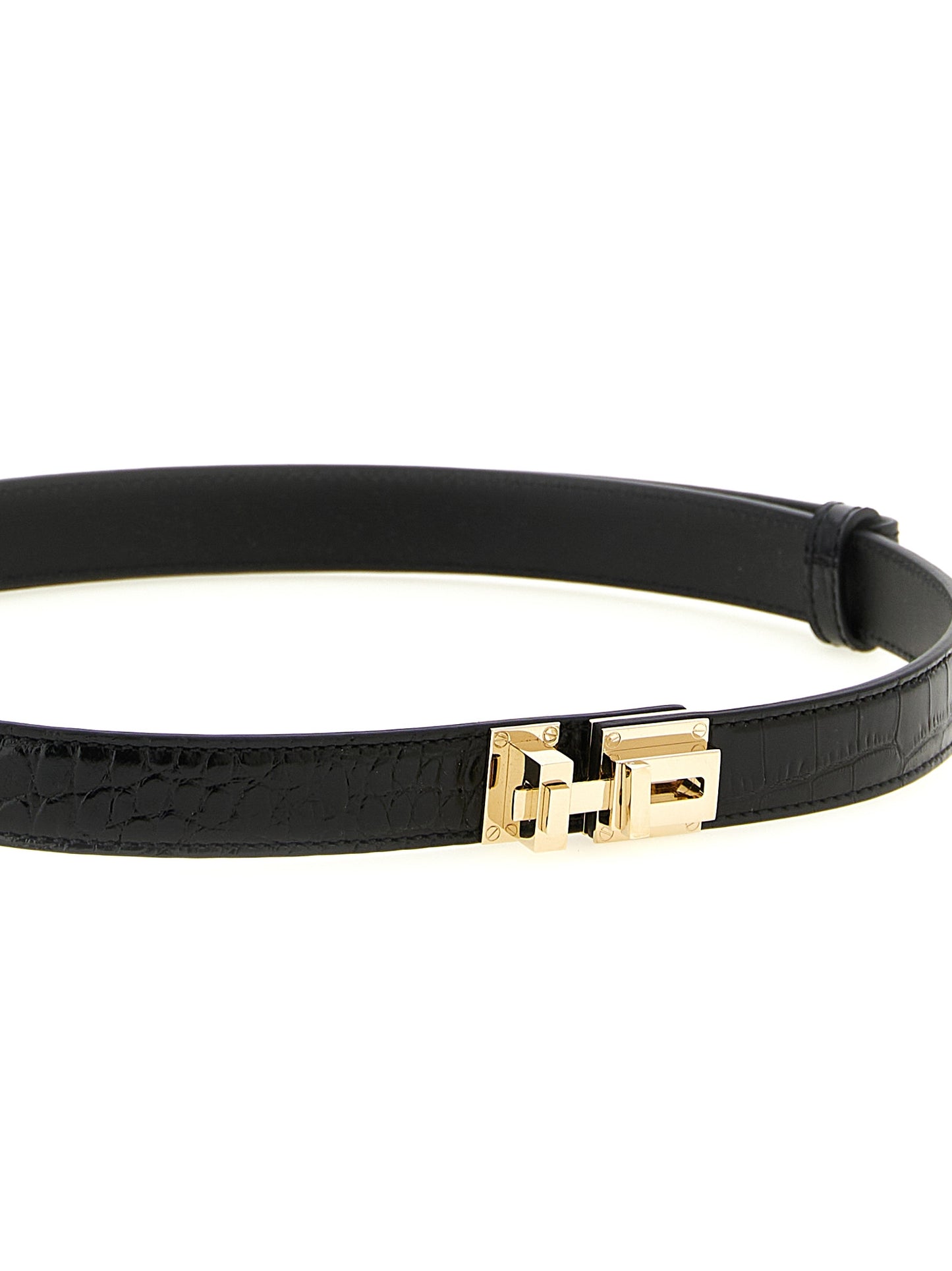 Belt by Tom Ford for women in calfskin leather black & print presents a artisanal silhouette from the Calfskin Leather Belt collection, showcasing an artisanal design and refined craftsmanship for a artisanal look.