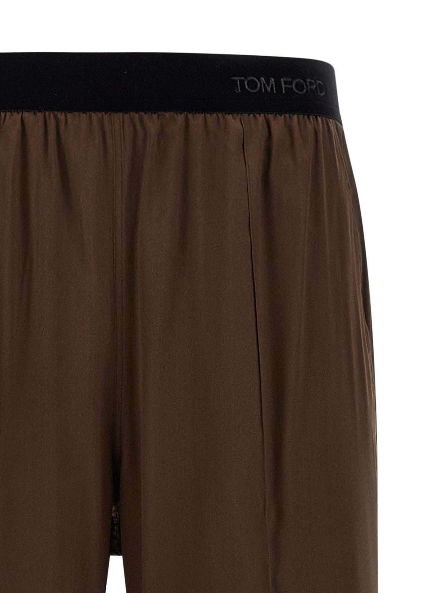 Casual Pants by Tom Ford for women in satin silk velvet brown features an refined tailoring silhouette, showcasing a premium straight-leg with a and long cut for a refined tailoring look.