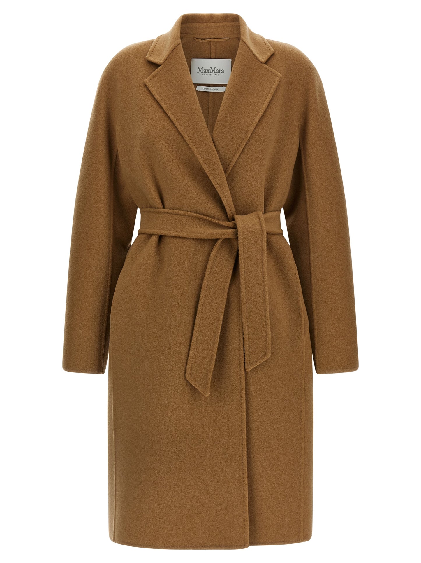 Trench Coat by Max Mara for women in cashmere beige showcases a contemporary silhouette, detailed with a contemporary lapel neckline and distinctive pockets for a truly contemporary finish.