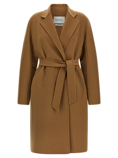 Trench Coat by Max Mara for women in cashmere beige showcases a contemporary silhouette, detailed with a contemporary lapel neckline and distinctive pockets for a truly contemporary finish.