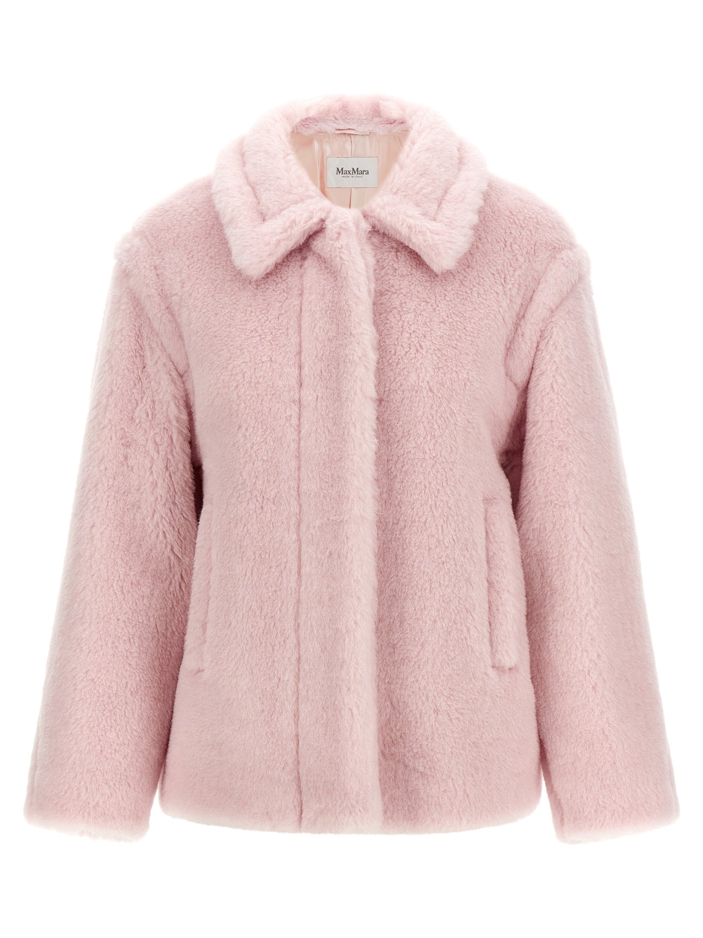 Max Mara Icon The Monogram Women's Silk Alpaca Wool & Leather Overcoat - Multicolor Pink Jacquard Monogram