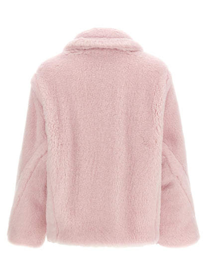 Max Mara Icon The Monogram Women's Silk Alpaca Wool & Leather Overcoat - Multicolor Pink Jacquard Monogram