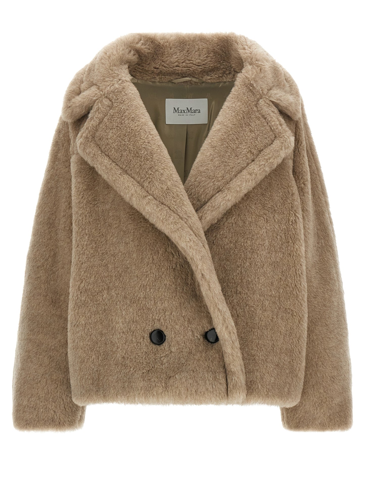 Max Mara Women's Double Breasted Alpaca Wool Cashmere & Leather Trench Coat - Beige Jacquard Monogram