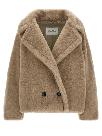 Max Mara Women's Double Breasted Alpaca Wool Cashmere & Leather Trench Coat - Beige Jacquard Monogram