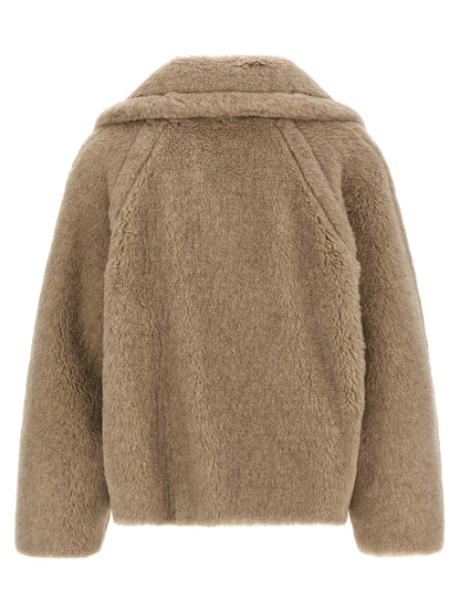 Max Mara Women's Double Breasted Alpaca Wool Cashmere & Leather Trench Coat - Beige Jacquard Monogram