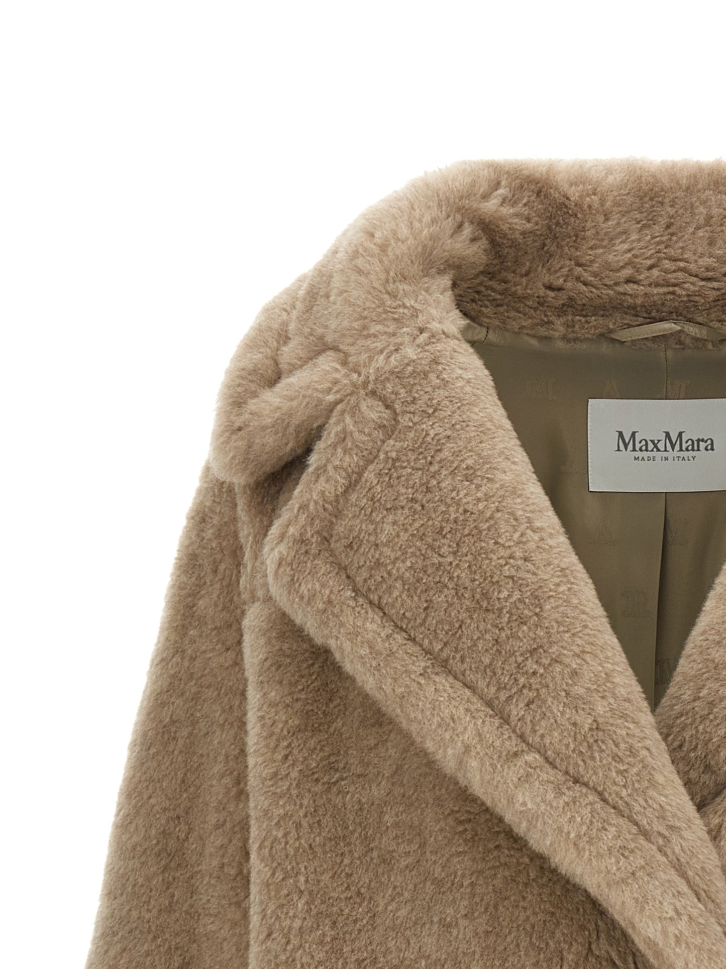 Max Mara Women's Double Breasted Alpaca Wool Cashmere & Leather Trench Coat - Beige Jacquard Monogram