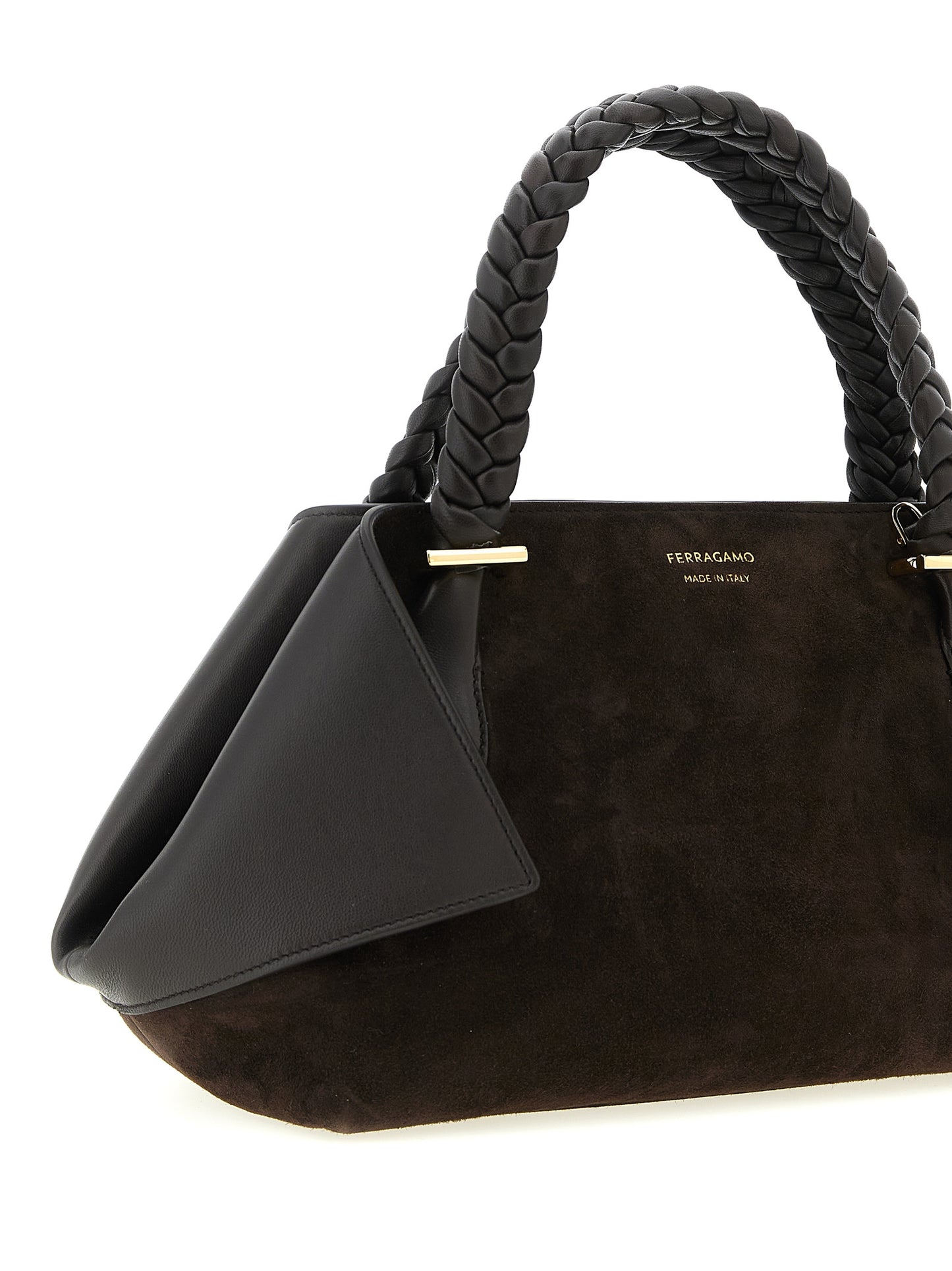 2-in-1 Shoulder & Crossbody Handbag by Ferragamo for women in suede leather brown features a contemporary silhouette, showcasing a secure zipper, ample , and contemporary crossbody-strap, shoulder-strap, adjustable-strap & handle for a sophisticated look.