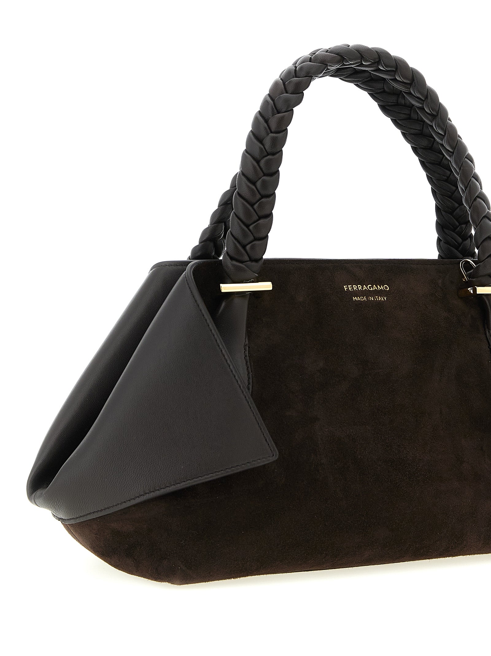 2-in-1 Shoulder & Crossbody Handbag by Ferragamo for women in suede leather brown features a contemporary silhouette, showcasing a secure zipper, ample , and contemporary crossbody-strap, shoulder-strap, adjustable-strap & handle for a sophisticated look.