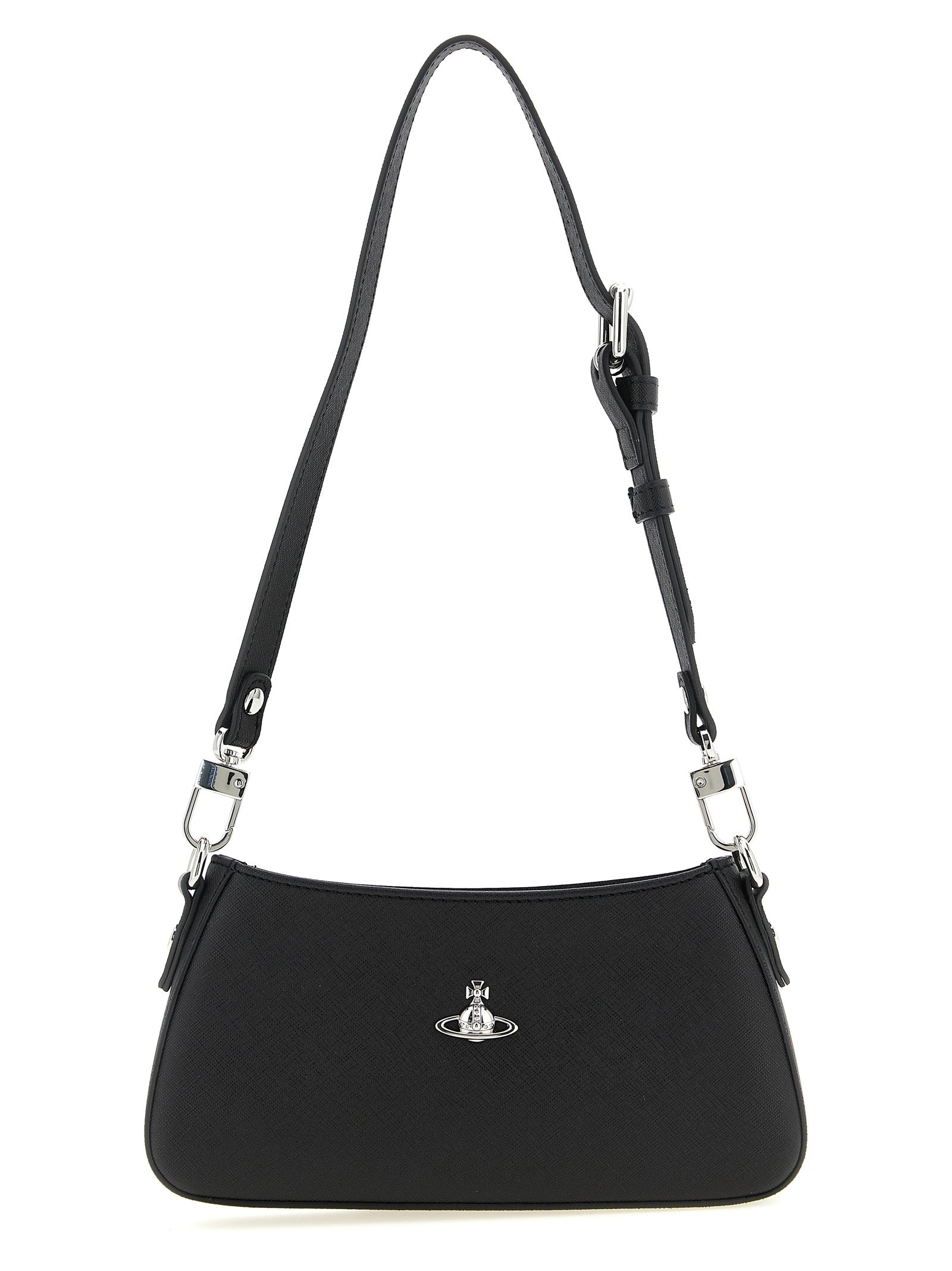 Shoulder Bag by Vivienne Westwood for women in polyethylene polyurethane & cotton black features a effortless sophistication silhouette, secured by a zipper with ample and versatile shoulder-strap, adjustable-strap & handle for a effortless sophistication finish.