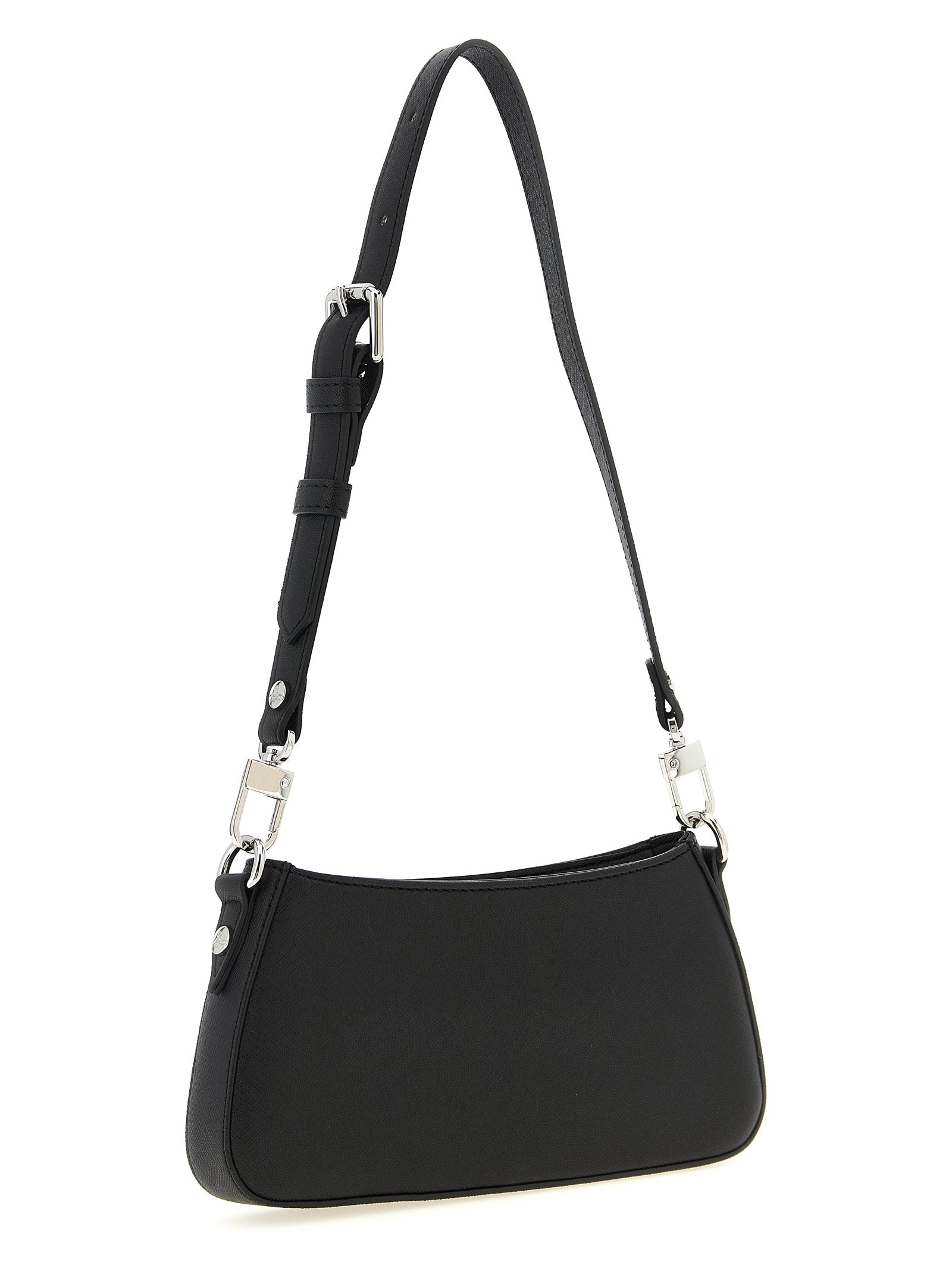 Shoulder Bag by Vivienne Westwood for women in polyethylene polyurethane & cotton black features a effortless chic silhouette with a secure zipper, ample , and versatile shoulder-strap, adjustable-strap & handle for a effortless chic finish.