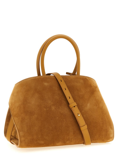 Handbag by Ferragamo for women in suede leather beige features a signature silhouette, showcasing a secure and signature with versatile shoulder-strap & adjustable-strap for a sophisticated look.