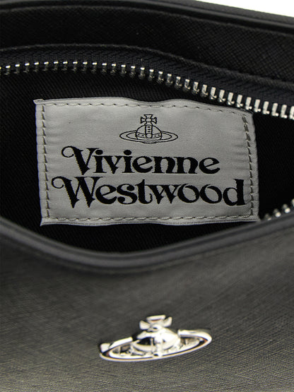 Shoulder Bag by Vivienne Westwood for women in polyethylene polyurethane & cotton black features an effortlessly chic silhouette with a secure zipper, ample , and versatile shoulder-strap, adjustable-strap & handle for effortlessly chic everyday luxury.