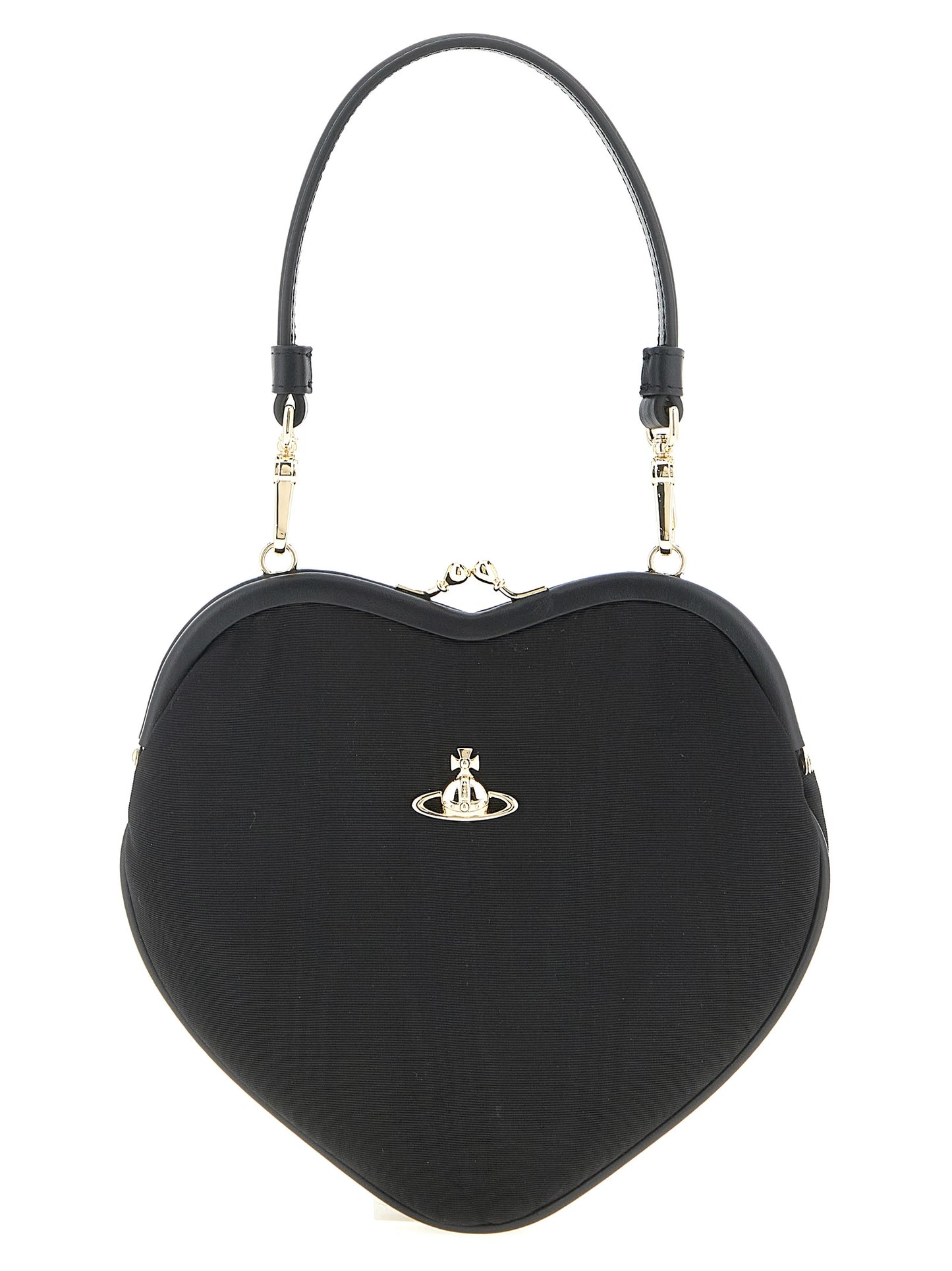 Flap Clutch Handbag by Vivienne Westwood for women in raffia viscose & leather black & signature features an refined silhouette, showcasing a secure snap, ample , and versatile crossbody-strap, shoulder-strap & handle for a sophisticated refined aesthetic.