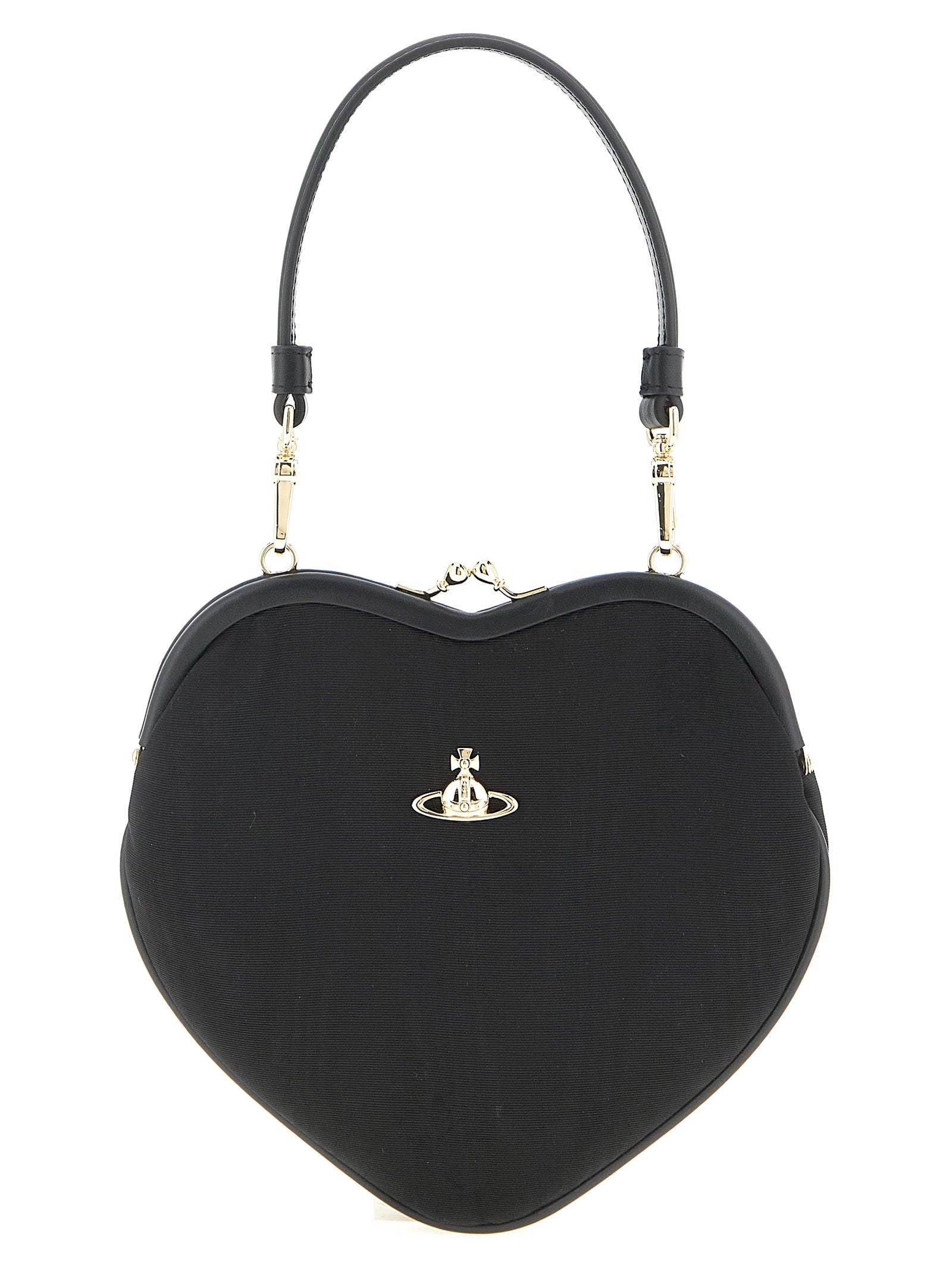 Flap Clutch Handbag by Vivienne Westwood for women in raffia viscose & leather black & signature features an refined silhouette, showcasing a secure snap, ample , and versatile crossbody-strap, shoulder-strap & handle for a sophisticated refined aesthetic.