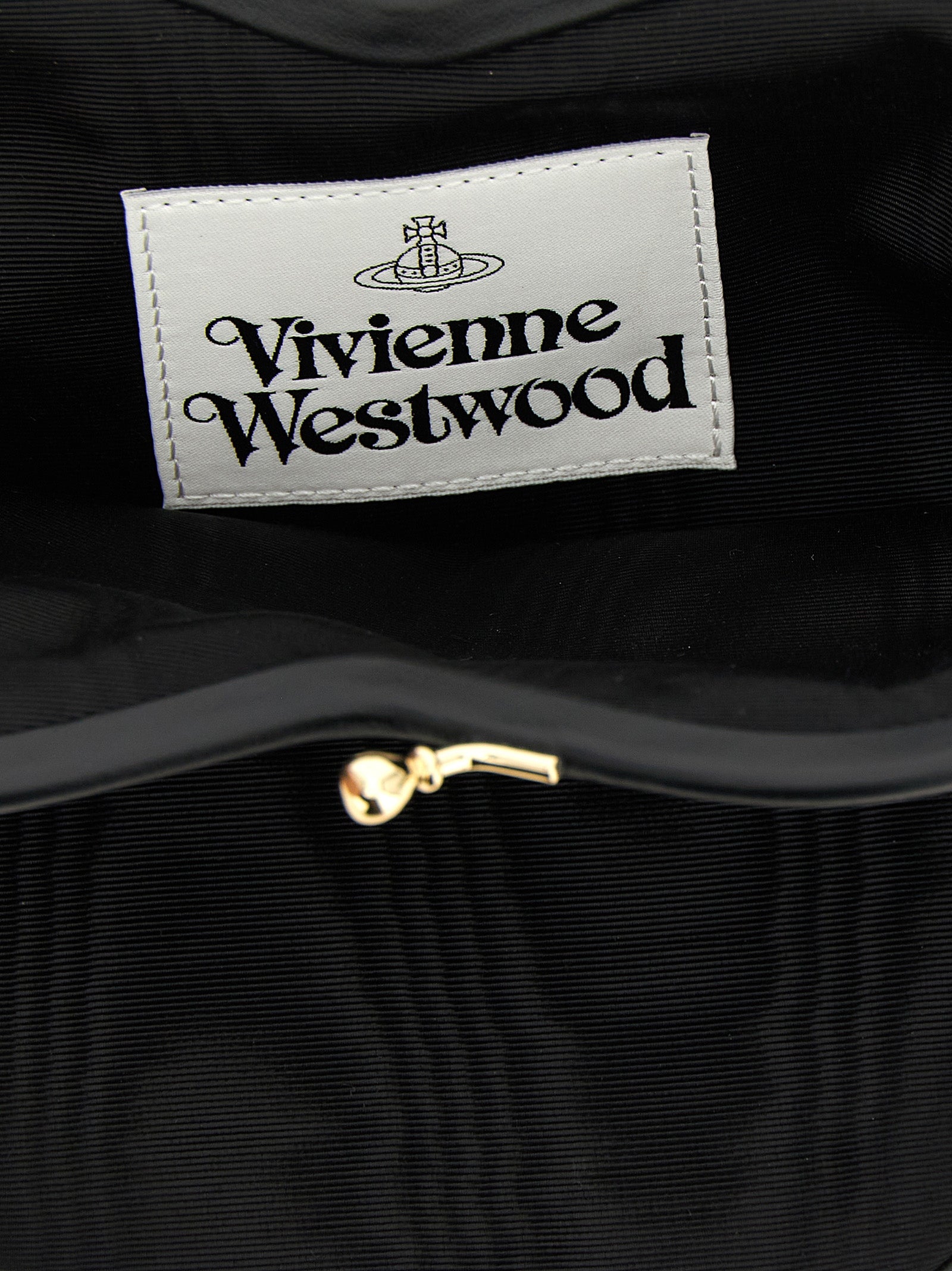 This Flap Clutch Handbag by Vivienne Westwood for women in raffia viscose & leather and black & signature presents a sculptural silhouette featuring a secure snap, ample , and versatile crossbody-strap, shoulder-strap & handle for a sculptural finish.