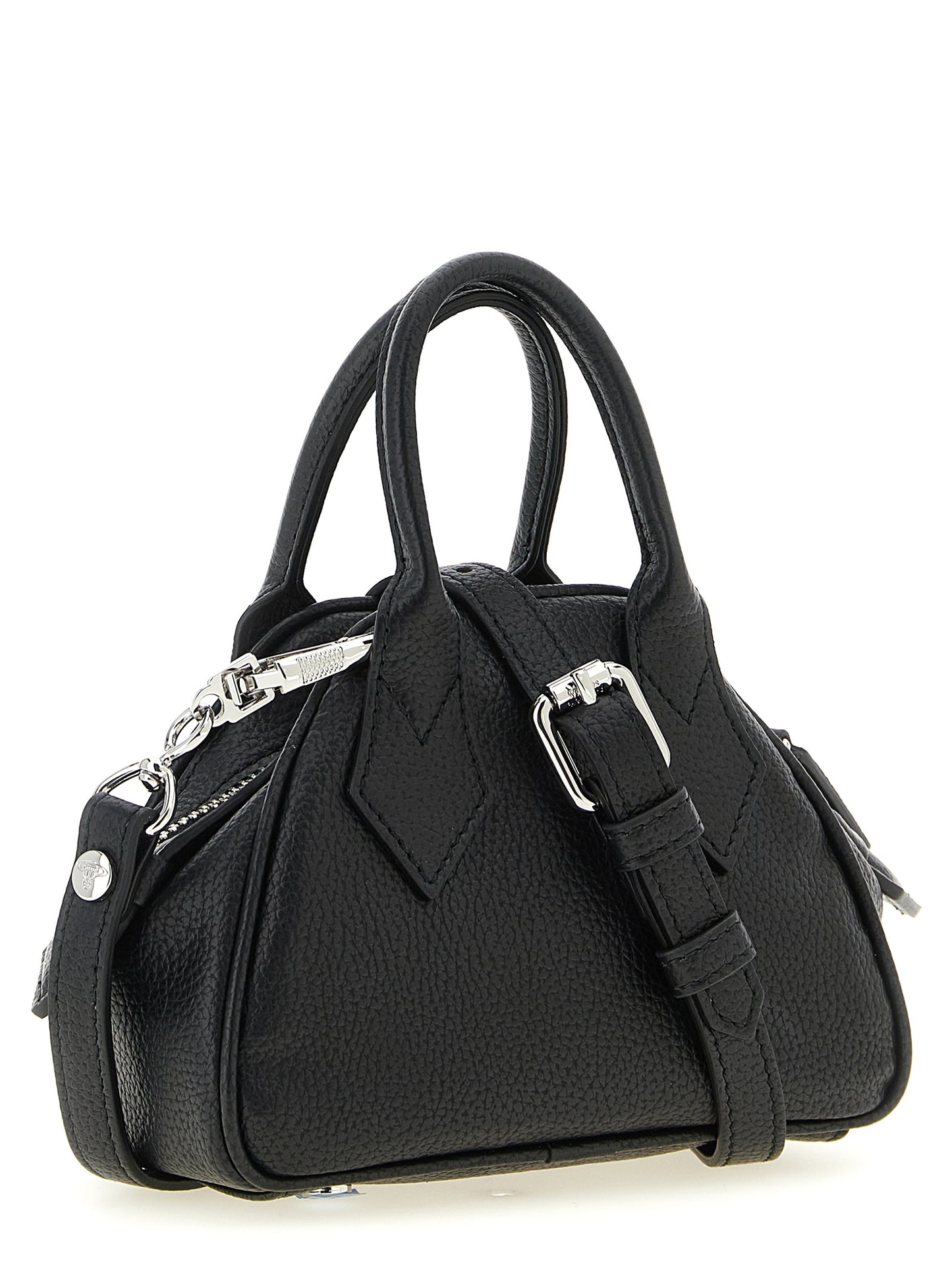 Mini Handbag by Vivienne Westwood for women in polyurethane leather black features a refined silhouette, showcasing a secure zipper, organized , and versatile shoulder-strap, adjustable-strap & handle for a refined finish.