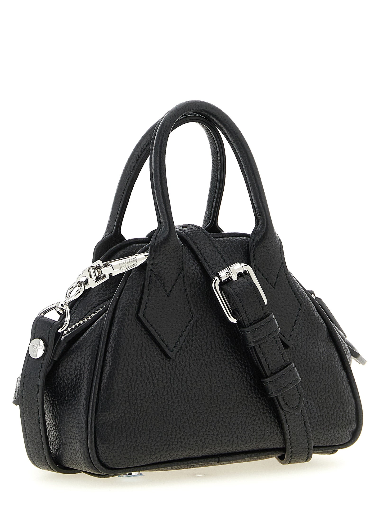 Mini Handbag by Vivienne Westwood for women in polyurethane leather black features a refined silhouette, showcasing a secure zipper, organized , and versatile shoulder-strap, adjustable-strap & handle for a refined finish.