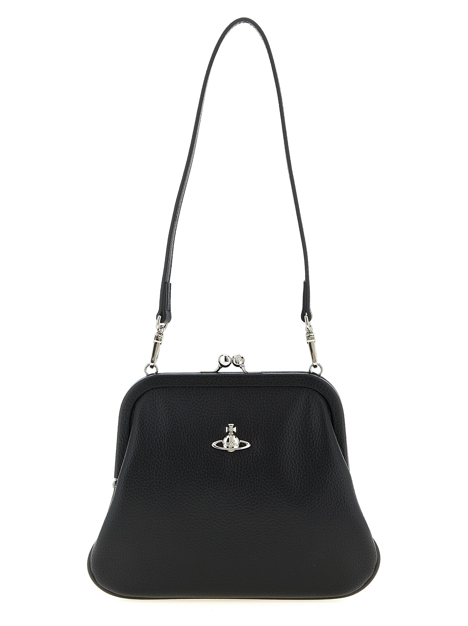 Clutch Handbag by Vivienne Westwood for women in polyethylene & polyurethane black features a sculptural silhouette with a secure snap, organized , and versatile handle for a sculptural finish.