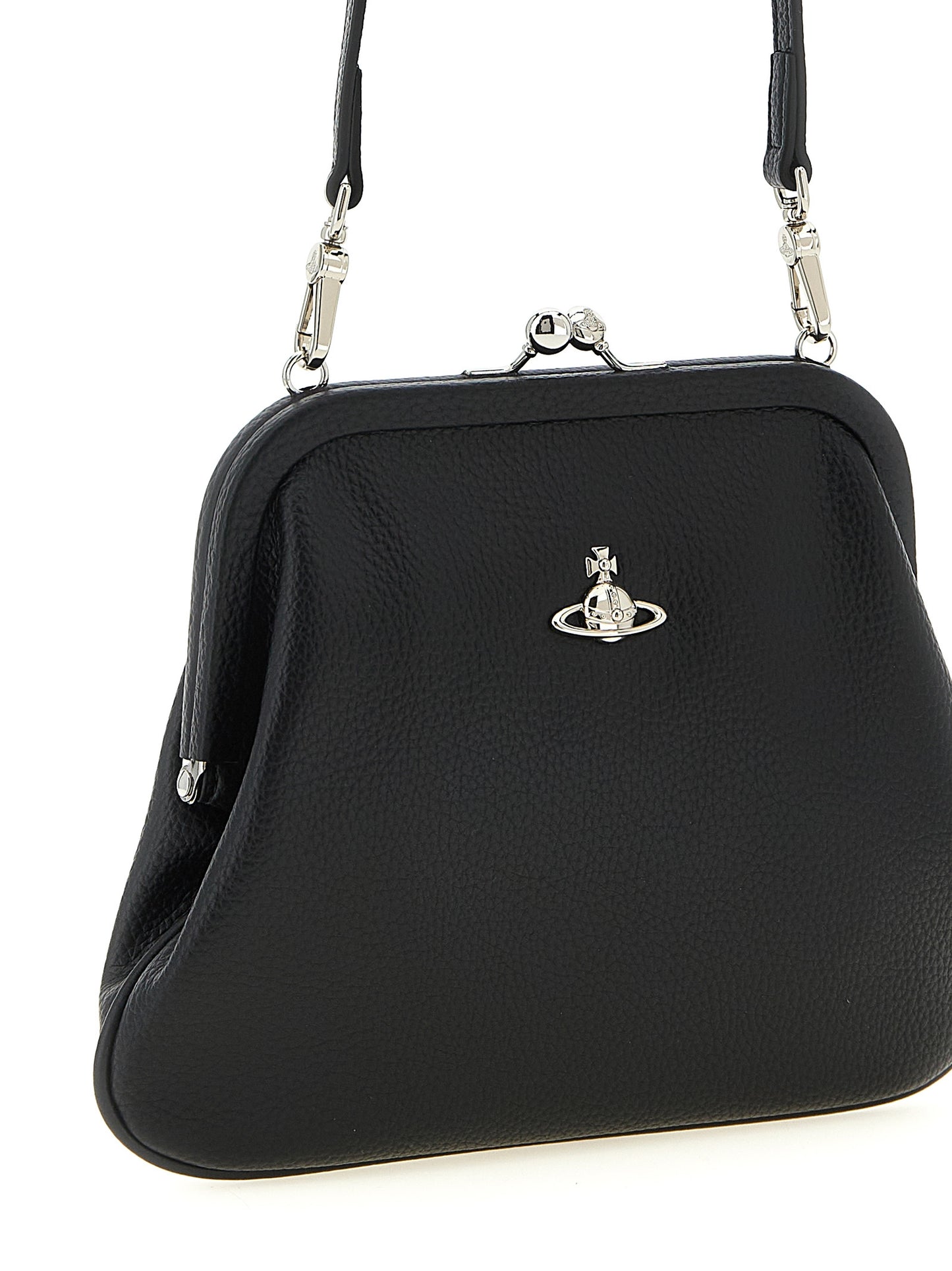 Clutch Handbag by Vivienne Westwood for women in polyethylene & polyurethane black features a architectural silhouette, showcasing a secure snap, ample , and versatile handle for a architectural finish.