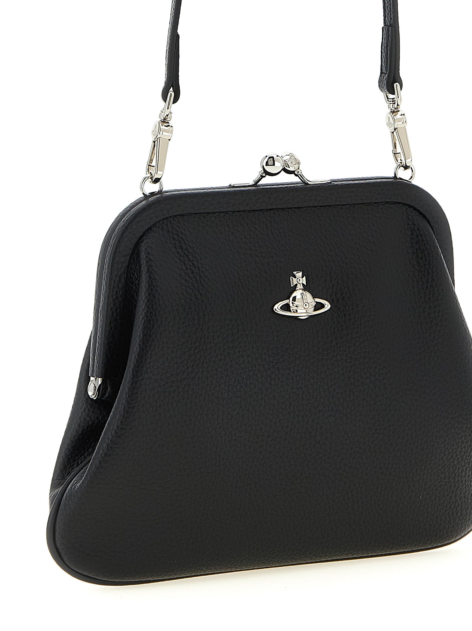 Clutch Handbag by Vivienne Westwood for women in polyethylene & polyurethane black features a architectural silhouette, showcasing a secure snap, ample , and versatile handle for a architectural finish.