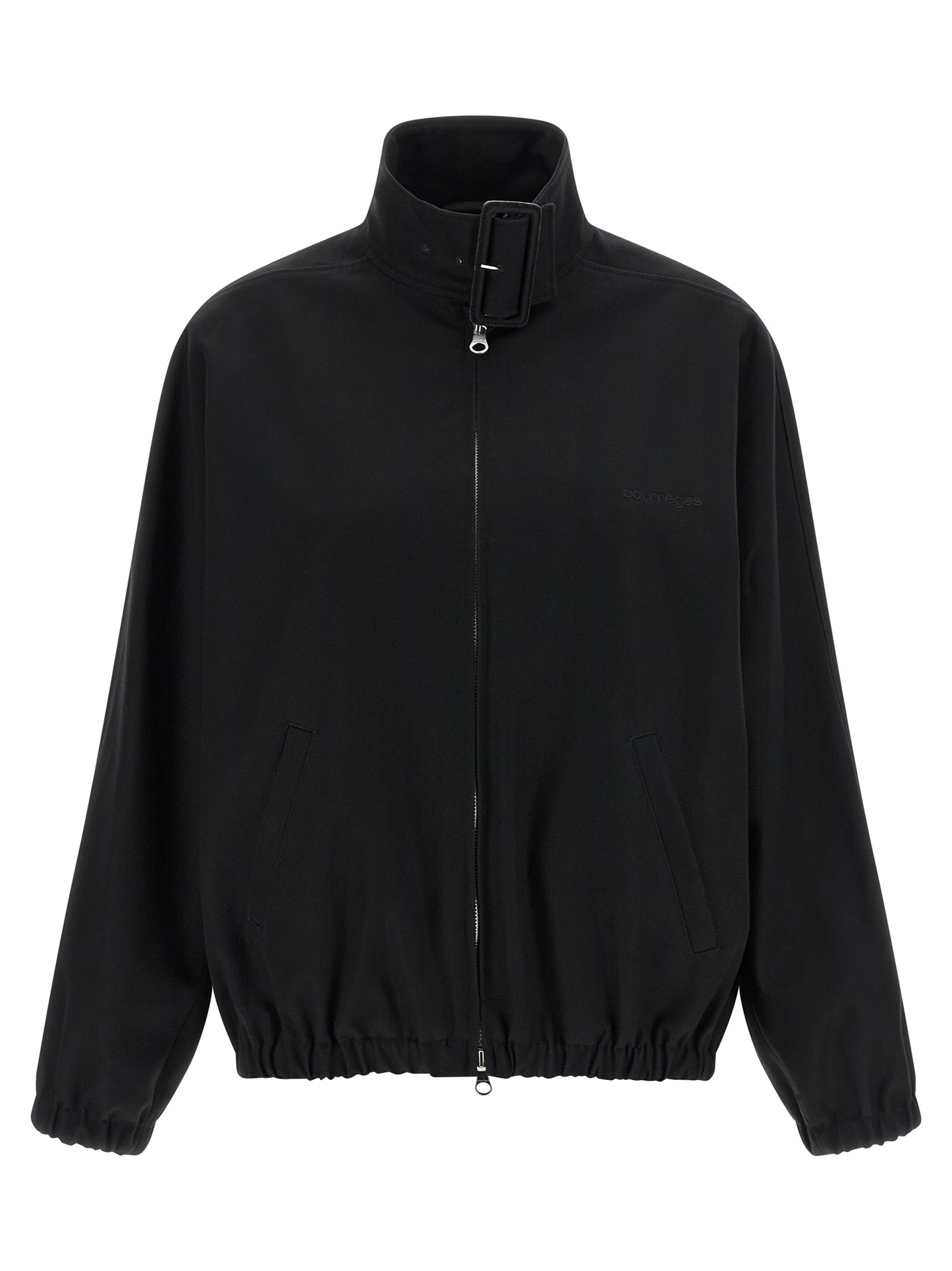 Bomber Jacket by Courrèges for women in cupro & cotton black & signature features an contemporary silhouette, showcasing a sophisticated and contemporary pockets for a truly refined look.