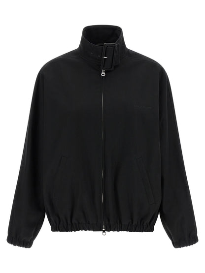 Bomber Jacket by Courrèges for women in cupro & cotton black & signature features an contemporary silhouette, showcasing a sophisticated and contemporary pockets for a truly refined look.