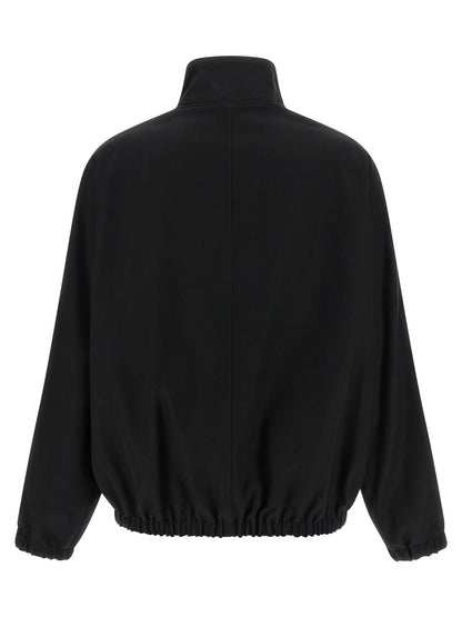Bomber Jacket by Courrèges for women in cupro & cotton black & signature showcases a bohemian silhouette, artfully detailed with a bohemian and signature pockets for a truly bohemian finish.