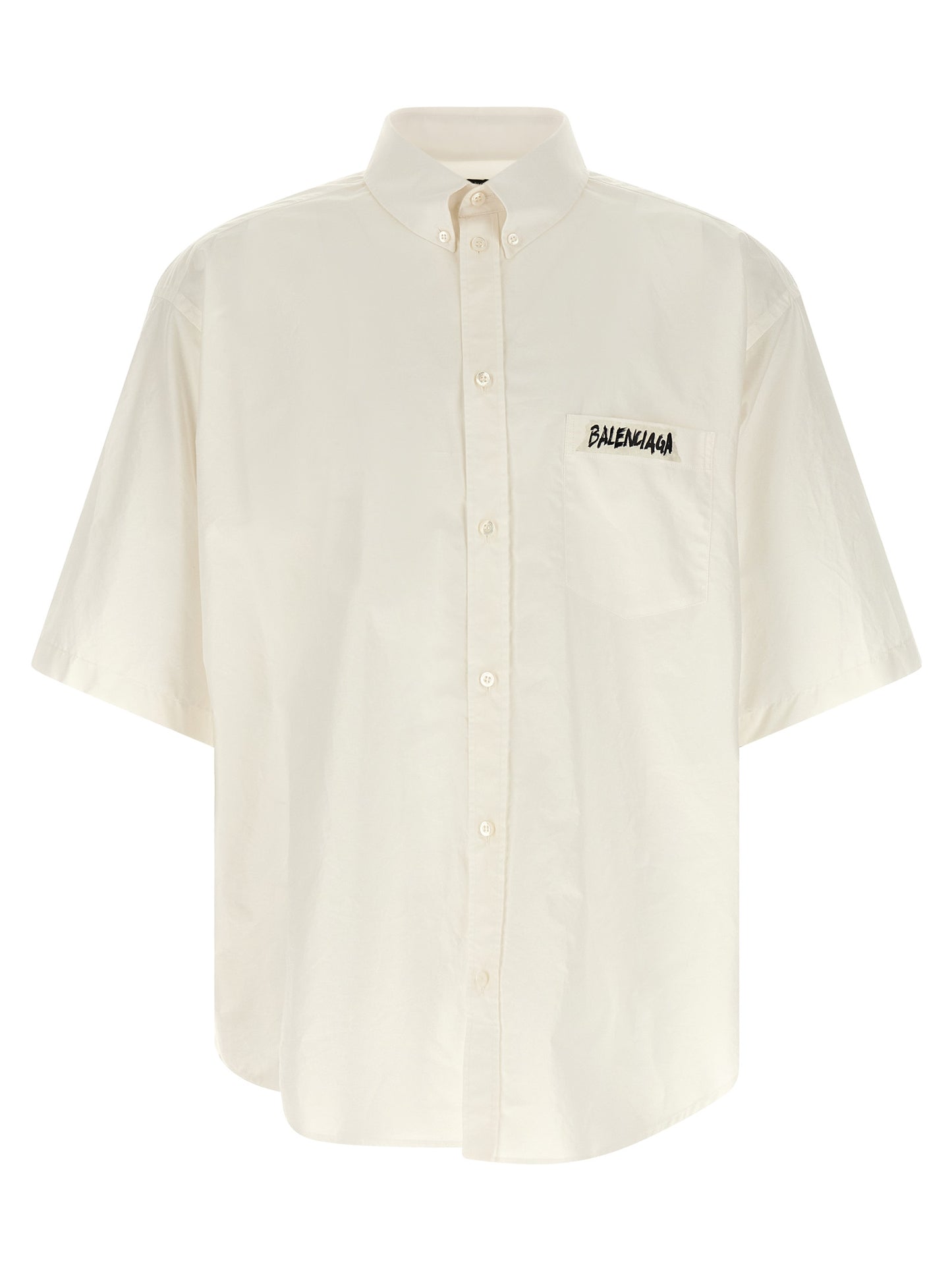 Balenciaga Men's Cotton Blouse - White Print