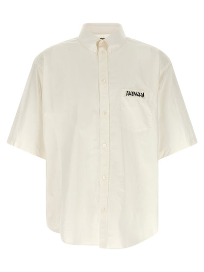 Balenciaga Men's Cotton Blouse - White Print
