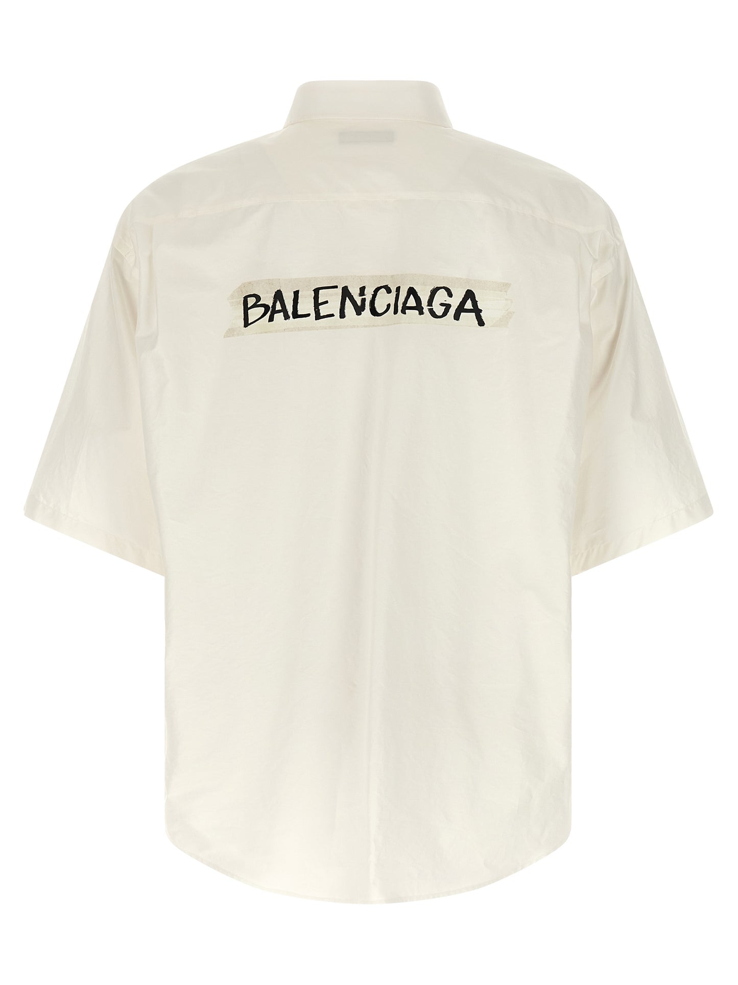 Balenciaga Men's Cotton Blouse - White Print