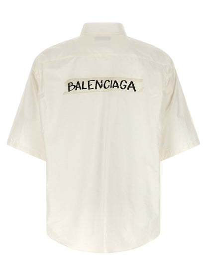Balenciaga Men's Cotton Blouse - White Print