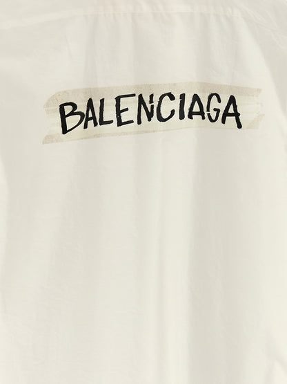 Balenciaga Men's Cotton Blouse - White Print