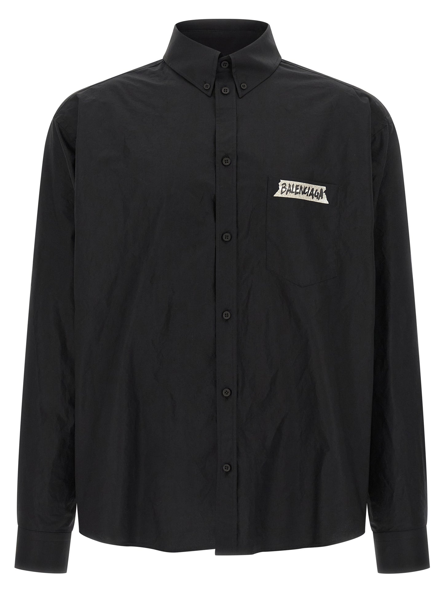 Blouse by Balenciaga for men in cotton black & print showcases a sublime silhouette, artfully detailed with a sublime and for a sophisticated, sublime finish.