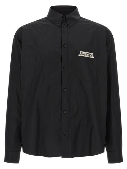 Blouse by Balenciaga for men in cotton black & print showcases a sublime silhouette, artfully detailed with a sublime and for a sophisticated, sublime finish.