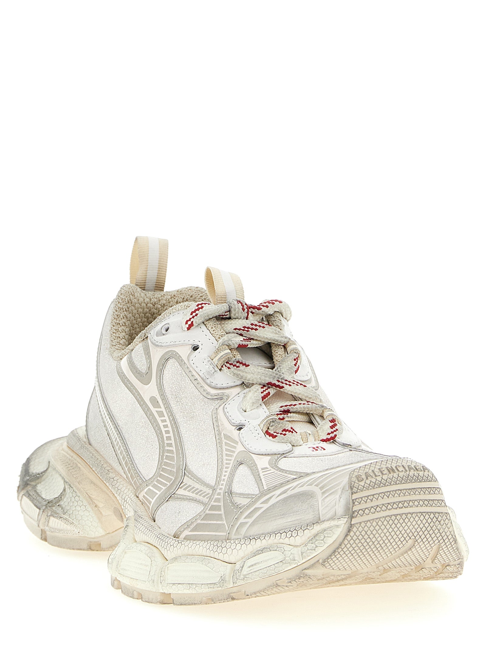 Athletic Sneakers by Balenciaga for women in polyester polyurethane & polyethylene silver showcases an impeccable silhouette, defined by an impeccable athletic style design that perfectly captures the essence of the Women's Athletic Polyester Polyurethane & Polyethylene Sneakers.