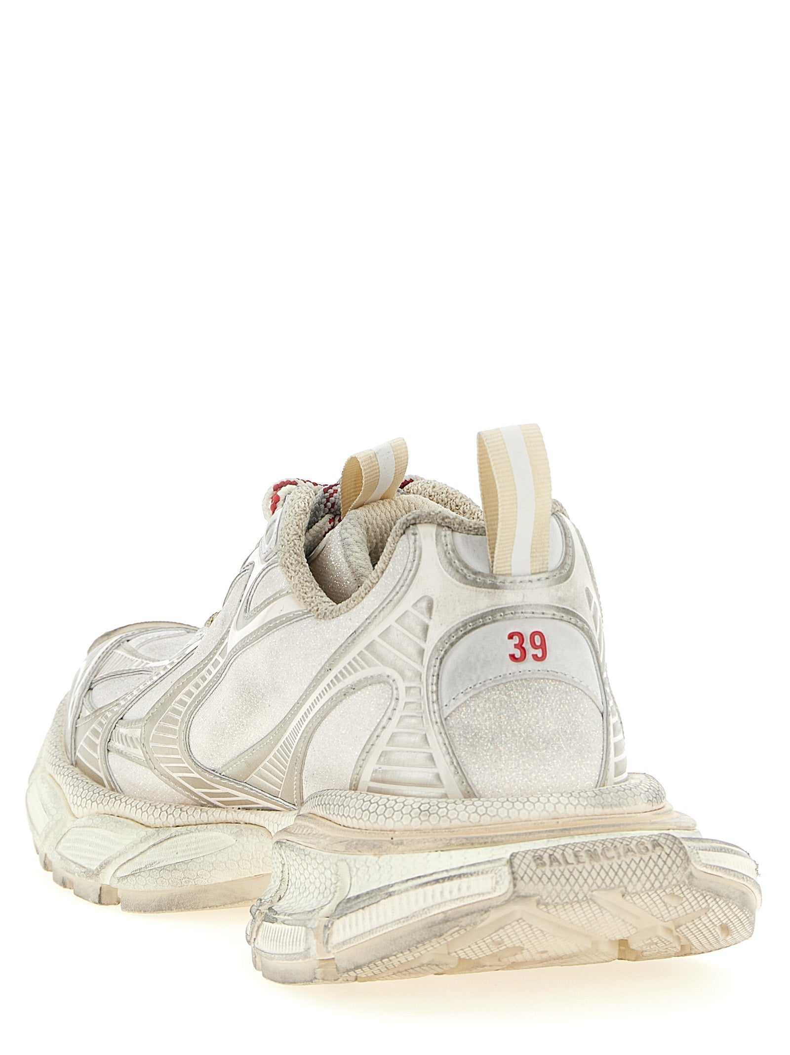 Athletic Sneakers by Balenciaga for women in polyester polyurethane & polyethylene silver showcases a architectural silhouette, artfully capturing the essence of the Women's Athletic Polyester Polyurethane & Polyethylene Sneakers with its signature architectural athletic style construction.