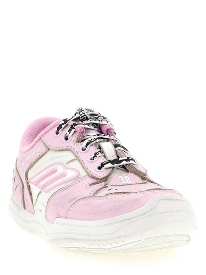 Athletic Sneakers by Balenciaga for women in polyester & cowhide leather multicolor & pink showcases an impeccable silhouette, defined by an impeccable athletic style design that perfectly captures the essence of the Icon Women's Athletic Polyester & Cowhide Leather Sneakers.